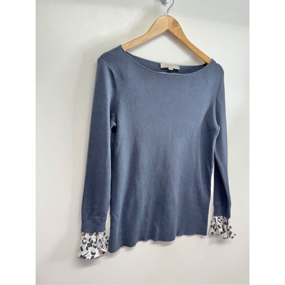 LOFT Sweater Boatneck Gray Size Medium Office Long Sleeve Shirt - Picture 2 of 8